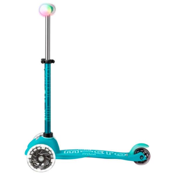 Trotinetă pentru copii cu trei roți Micro Mini Deluxe Magic LED (MMD131) 50 kg/ Aqua photo 3