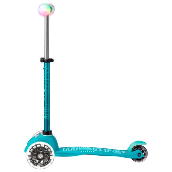Trotinetă pentru copii cu trei roți Micro Mini Deluxe Magic LED (MMD131) 50 kg/ Aqua photo 3