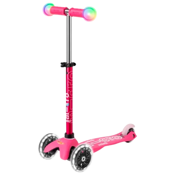 Детский трёхколёсный самокат Micro Mini Deluxe Magic LED (MMD130) 50 кг/ Розовый photo 1