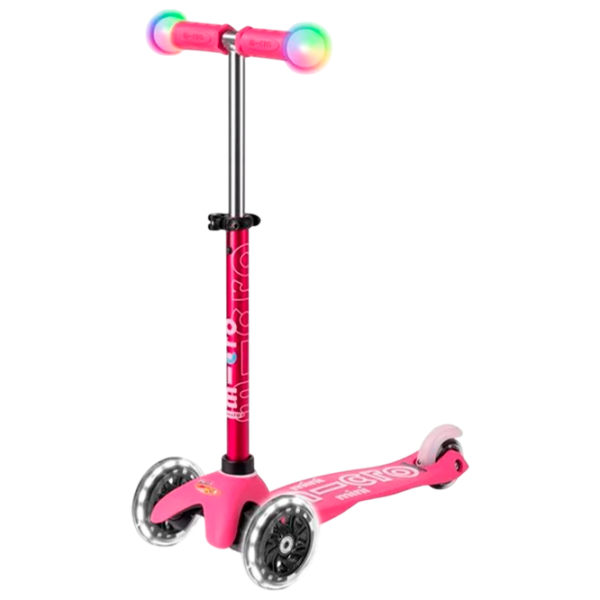 Детский трёхколёсный самокат Micro Mini Deluxe Magic LED (MMD130) 50 кг/ Розовый photo 1