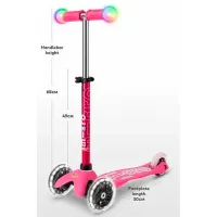 Trotinetă pentru copii cu trei roți Micro Mini Deluxe Magic LED (MMD130) 50 kg/ Pink photo 6