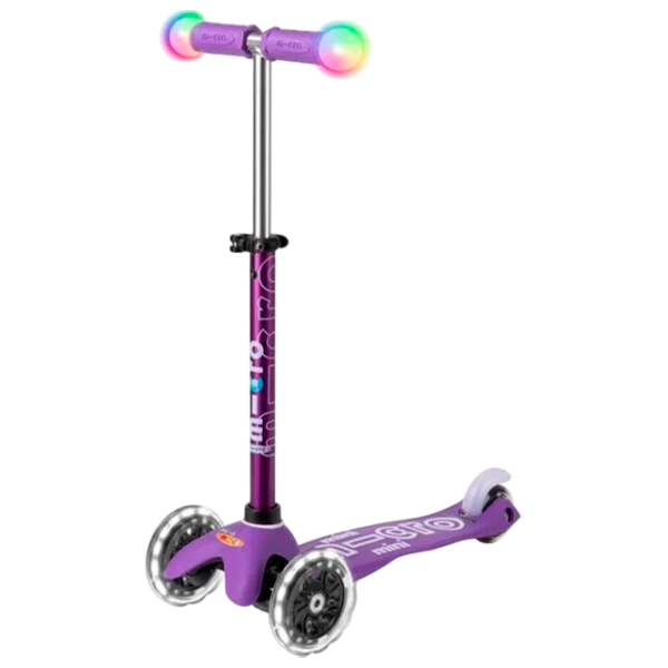 Детский трёхколёсный самокат Micro Mini Deluxe Magic LED (MMD129) 50 кг/ Пурпурный photo 1