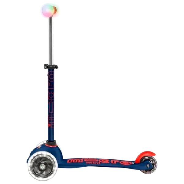 Trotinetă pentru copii cu trei roți Micro Mini Deluxe Magic LED (MMD149) 50 kg/ Navy photo 3