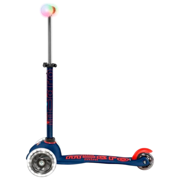 Trotinetă pentru copii cu trei roți Micro Mini Deluxe Magic LED (MMD149) 50 kg/ Navy photo 3