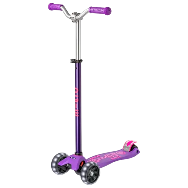 Детский трёхколёсный самокат Micro Maxi Deluxe Pro LED (MMD043) 50 кг/ Фиолетово-розовый photo 1
