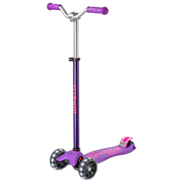 Детский трёхколёсный самокат Micro Maxi Deluxe Pro LED (MMD043) 50 кг/ Фиолетово-розовый photo 1