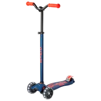 Trotinetă pentru copii cu trei roți Micro Maxi Deluxe Pro LED (MMD044) 50 kg/ Navy Red