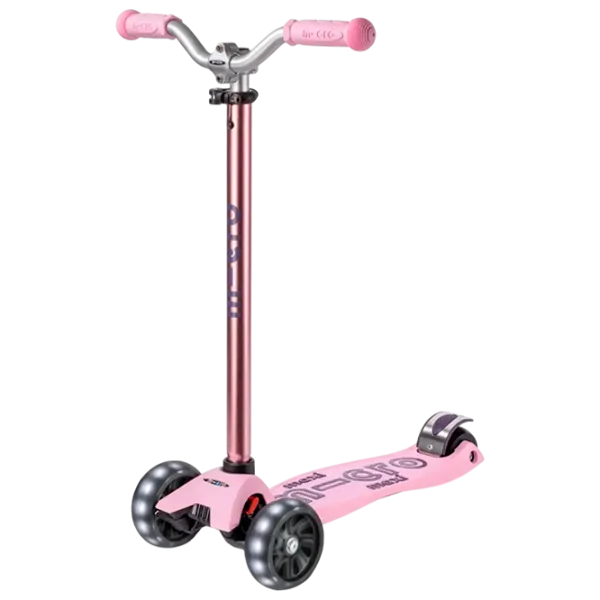Детский трёхколёсный самокат Micro Maxi Deluxe Pro LED (MMD135) 50 кг/ Роза photo 1