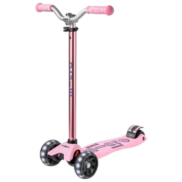 Детский трёхколёсный самокат Micro Maxi Deluxe Pro LED (MMD135) 50 кг/ Роза photo 1
