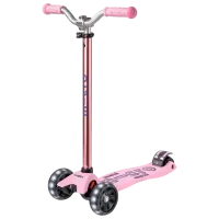 Trotinetă pentru copii cu trei roți Micro Maxi Deluxe Pro LED (MMD135) 50 kg/ Rose