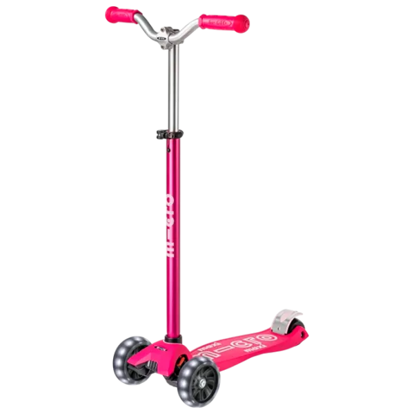 Детский трёхколёсный самокат Micro Maxi Deluxe Pro LED (MMD040) 50 кг/ Розовый photo 1