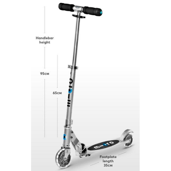 Trotinetă pentru copii cu două roți Micro Sprite LED (SA0216) 100 kg/ Silver Matt photo 6