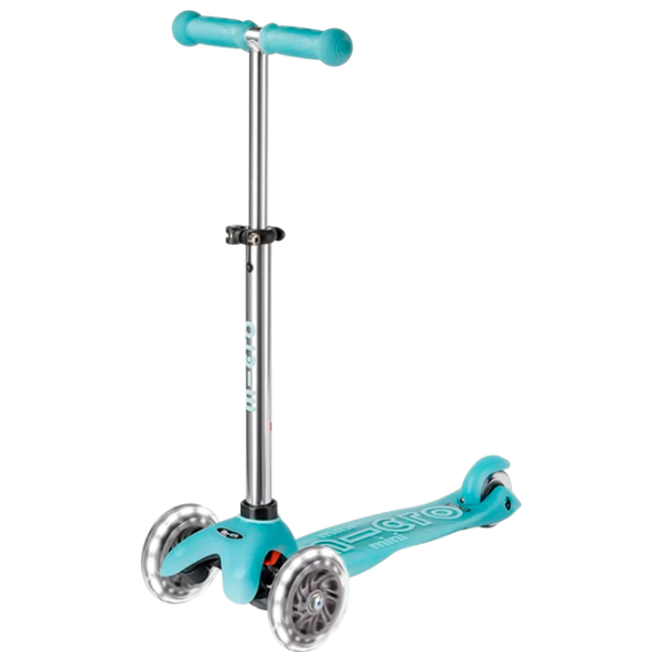 Trotinetă pentru copii cu trei roți Micro Mini Deluxe Glow LED Plus (MMD214) 50 kg/ Aqua photo 1
