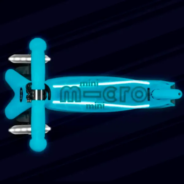 Trotinetă pentru copii cu trei roți Micro Mini Deluxe Glow LED Plus (MMD214) 50 kg/ Aqua photo 4