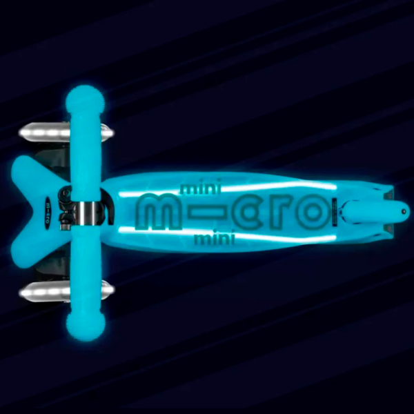 Trotinetă pentru copii cu trei roți Micro Mini Deluxe Glow LED Plus (MMD214) 50 kg/ Aqua photo 4