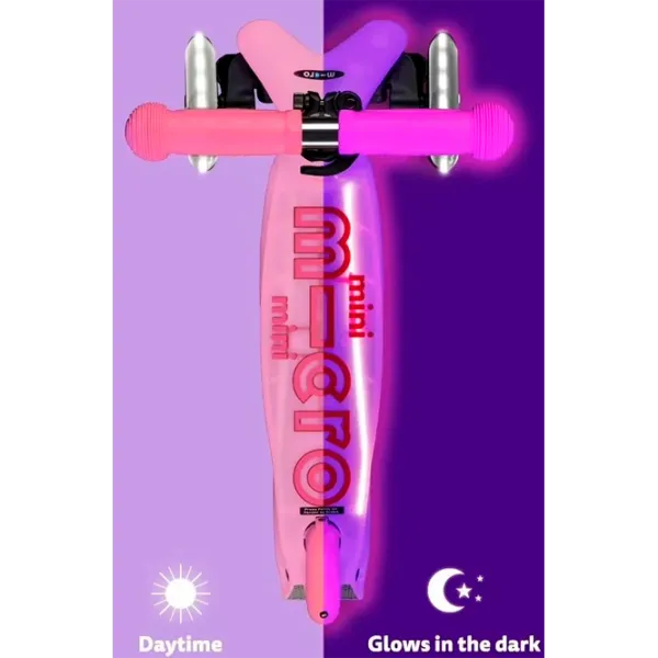 Trotinetă pentru copii cu trei roți Micro Mini Deluxe Glow LED (MMD217) 50 kg/ Frosty Pink photo 3