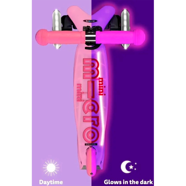 Trotinetă pentru copii cu trei roți Micro Mini Deluxe Glow LED (MMD217) 50 kg/ Frosty Pink photo 3