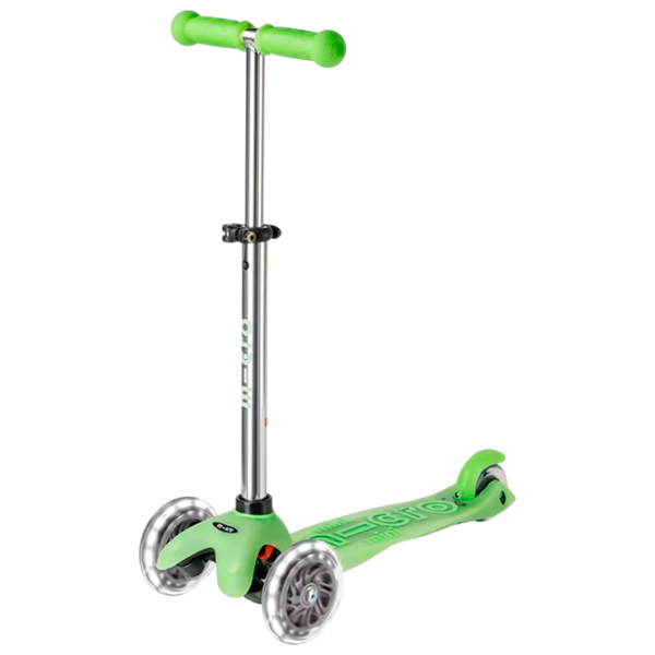 Trotinetă pentru copii cu trei roți Micro Mini Deluxe Glow LED (MMD216) 50 kg/ Icy Lime photo 1