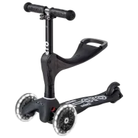 Trotinetă pentru copii cu trei roți Micro Mini 3in1 Deluxe ECO LED (MMD168) 50 kg/ Black