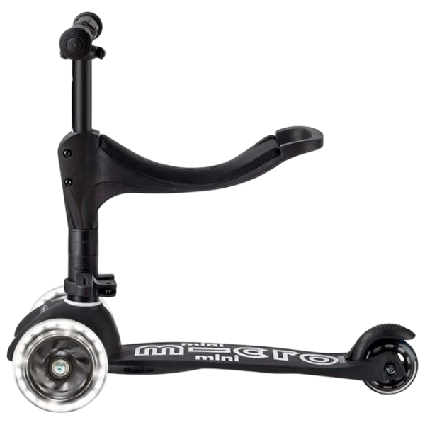 Trotinetă pentru copii cu trei roți Micro Mini 3in1 Deluxe ECO LED (MMD168) 50 kg/ Black photo 2