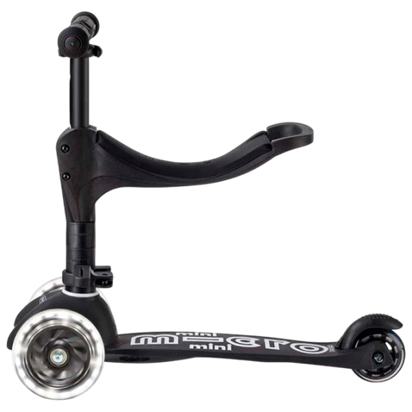 Trotinetă pentru copii cu trei roți Micro Mini 3in1 Deluxe ECO LED (MMD168) 50 kg/ Black photo 2