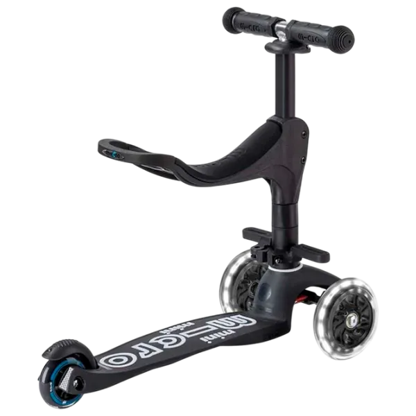 Trotinetă pentru copii cu trei roți Micro Mini 3in1 Deluxe ECO LED (MMD168) 50 kg/ Black photo 3