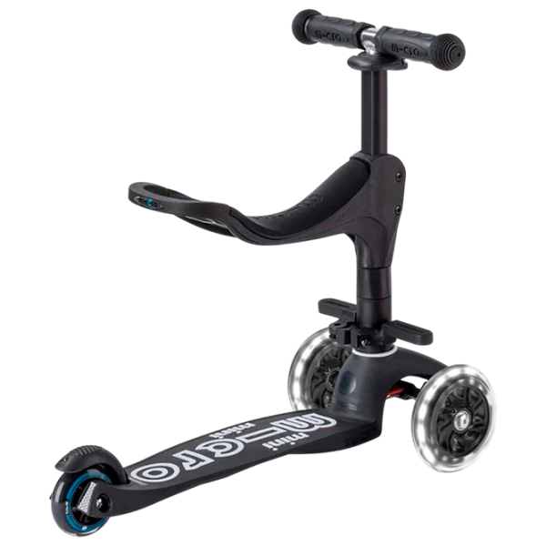 Trotinetă pentru copii cu trei roți Micro Mini 3in1 Deluxe ECO LED (MMD168) 50 kg/ Black photo 3