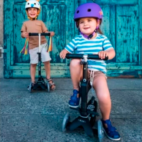 Trotinetă pentru copii cu trei roți Micro Mini 3in1 Deluxe ECO LED (MMD168) 50 kg/ Black photo 5