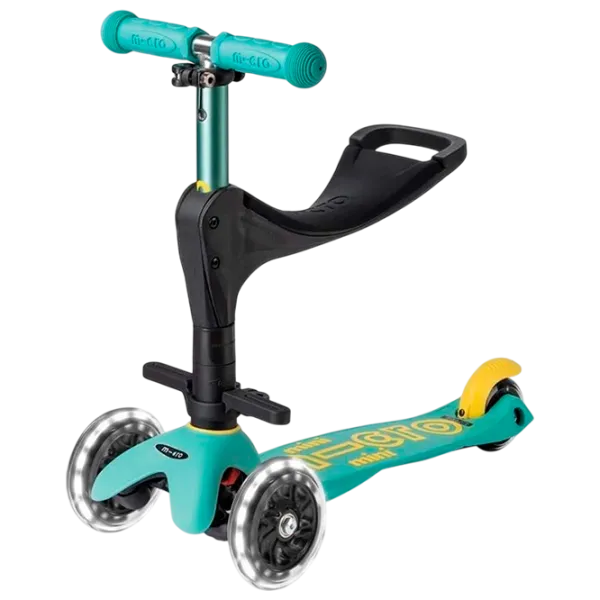 Trotinetă pentru copii cu trei roți Micro Mini 3in1 Deluxe ECO LED (MMD169) 50 kg/ Mint photo 1