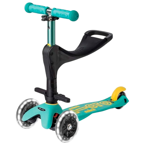 Trotinetă pentru copii cu trei roți Micro Mini 3in1 Deluxe ECO LED (MMD169) 50 kg/ Mint photo 1