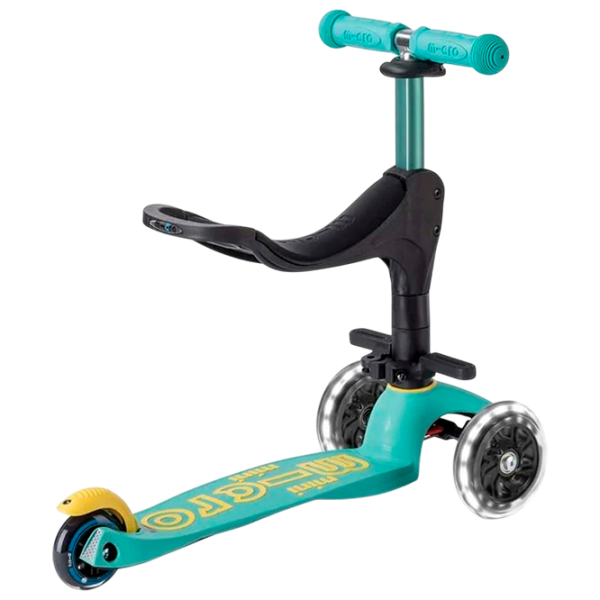 Trotinetă pentru copii cu trei roți Micro Mini 3in1 Deluxe ECO LED (MMD169) 50 kg/ Mint photo 2