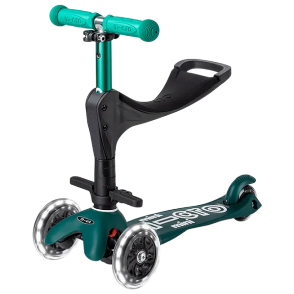 Trotinetă pentru copii cu trei roți Micro Mini 3in1 Deluxe ECO LED (MMD167) 50 kg/ Green photo 1