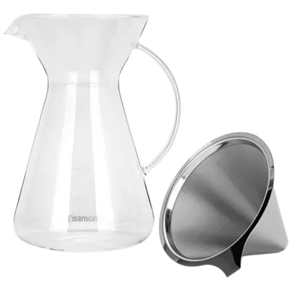 Турка Fissman POUR OVER 0.9л / Металл / Прозрачный photo 1