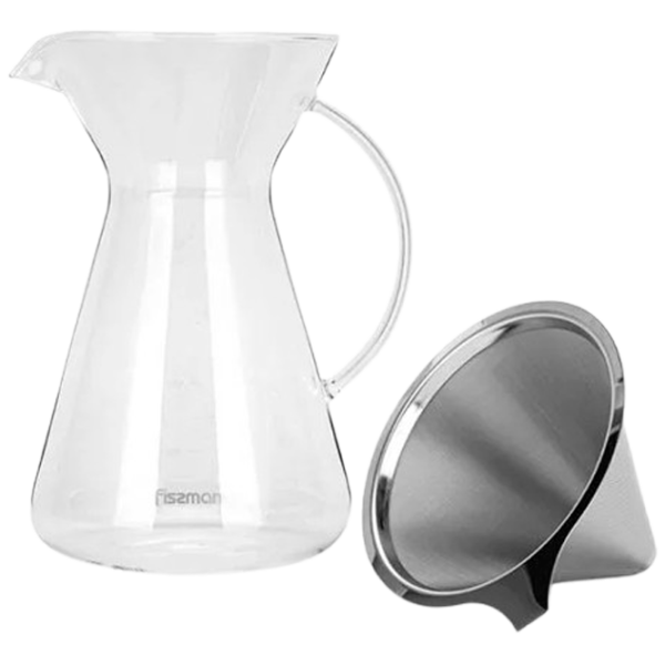 Турка Fissman POUR OVER 0.9л / Металл / Прозрачный photo 1