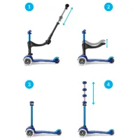 Trotinetă pentru copii cu trei roți Micro Mini 3in1 Deluxe Plus LED (MMD145) 50 kg/ Blue photo 2