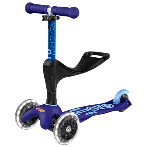 Trotinetă pentru copii cu trei roți Micro Mini 3in1 Deluxe Plus LED (MMD145) 50 kg/ Blue photo 3