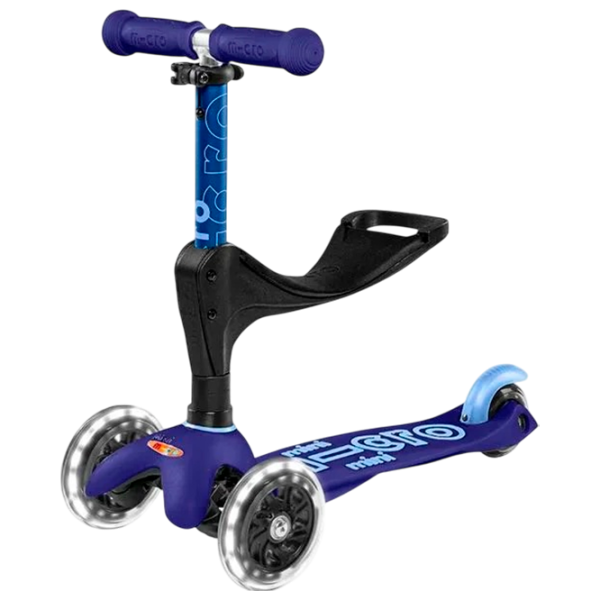 Trotinetă pentru copii cu trei roți Micro Mini 3in1 Deluxe Plus LED (MMD145) 50 kg/ Blue photo 3