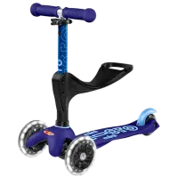 Trotinetă pentru copii cu trei roți Micro Mini 3in1 Deluxe Plus LED (MMD145) 50 kg/ Blue photo 3