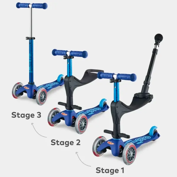 Trotinetă pentru copii cu trei roți Micro Mini 3in1 Deluxe Plus LED (MMD145) 50 kg/ Blue photo 4