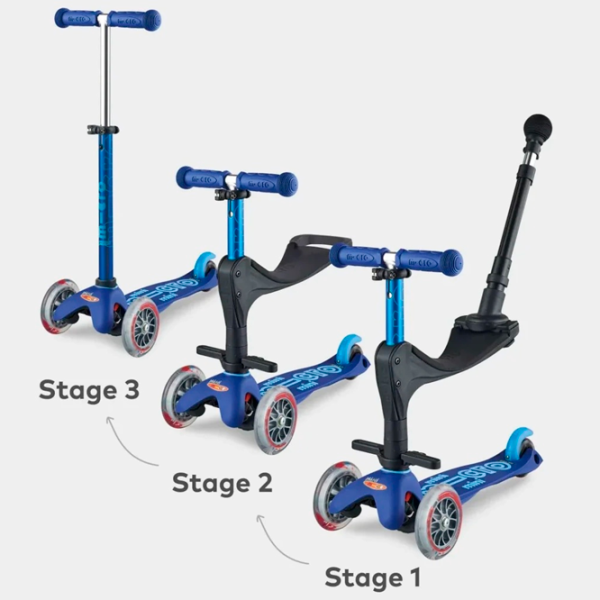 Trotinetă pentru copii cu trei roți Micro Mini 3in1 Deluxe Plus LED (MMD145) 50 kg/ Blue photo 4