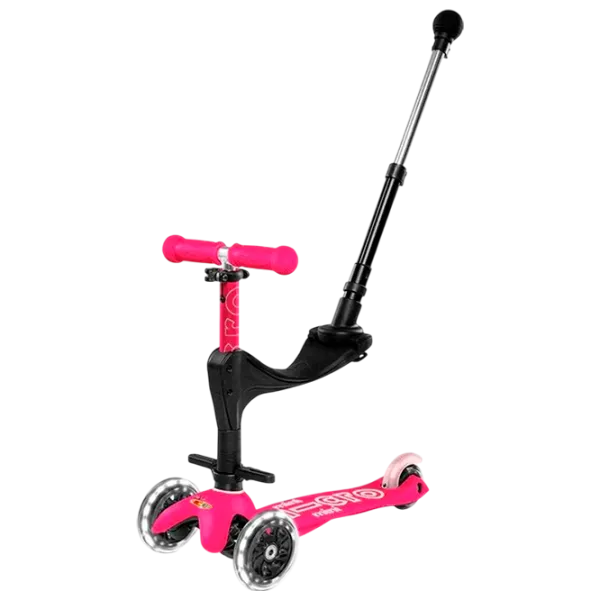 Trotinetă pentru copii cu trei roți Micro Mini 3in1 Deluxe Plus LED (MMD146) 50 kg/ Pink photo 1