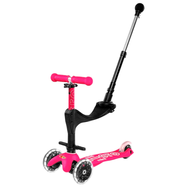 Trotinetă pentru copii cu trei roți Micro Mini 3in1 Deluxe Plus LED (MMD146) 50 kg/ Pink photo 1