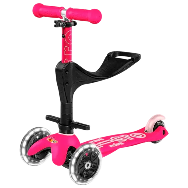 Trotinetă pentru copii cu trei roți Micro Mini 3in1 Deluxe Plus LED (MMD146) 50 kg/ Pink photo 3