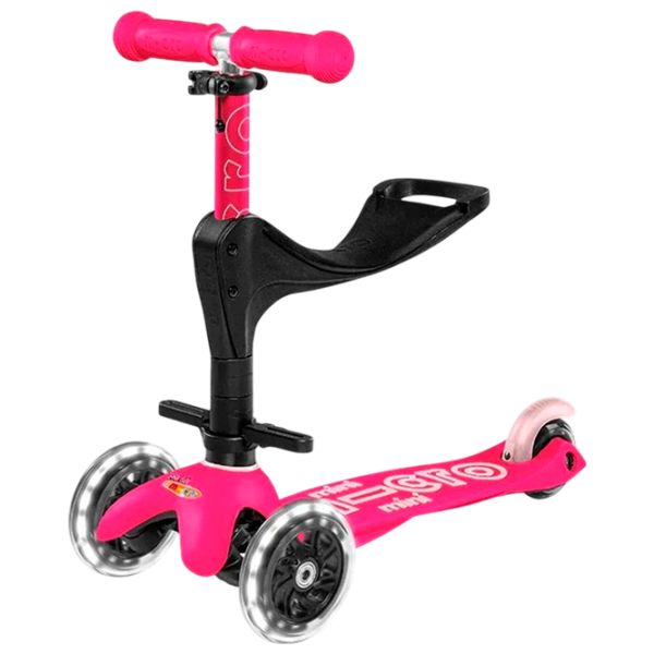 Trotinetă pentru copii cu trei roți Micro Mini 3in1 Deluxe Plus LED (MMD146) 50 kg/ Pink photo 3
