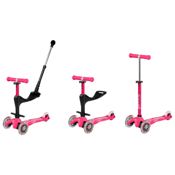 Trotinetă pentru copii cu trei roți Micro Mini 3in1 Deluxe Plus LED (MMD146) 50 kg/ Pink photo 5