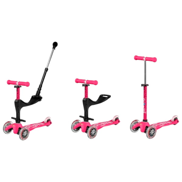Trotinetă pentru copii cu trei roți Micro Mini 3in1 Deluxe Plus LED (MMD146) 50 kg/ Pink photo 5