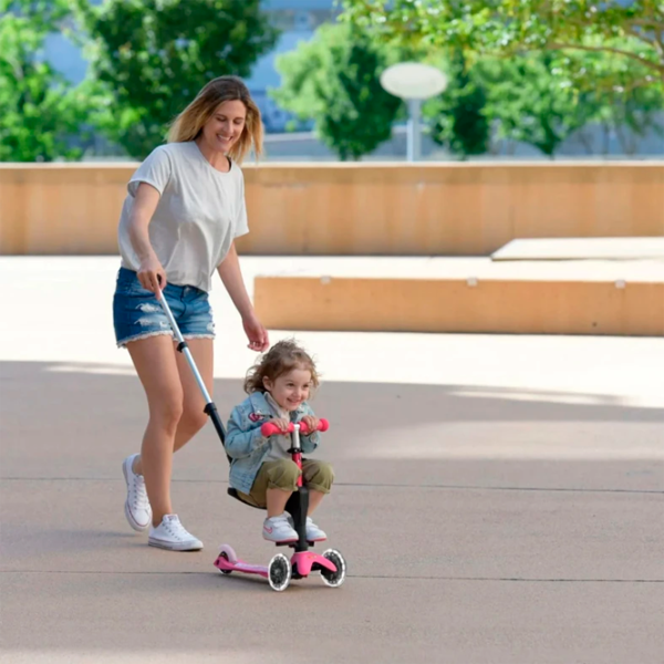Trotinetă pentru copii cu trei roți Micro Mini 3in1 Deluxe Plus LED (MMD146) 50 kg/ Pink photo 6