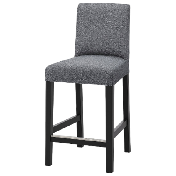 Барный стул Ikea Bergmund/Gunnared  Текстиль / Массив / Черный photo 1