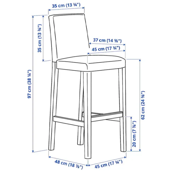 Барный стул Ikea Bergmund/Orrsta  Текстиль / Массив / Черный photo 6