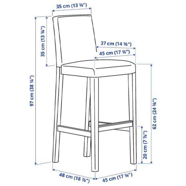 Барный стул Ikea Bergmund/Orrsta  Текстиль / Массив / Черный photo 6